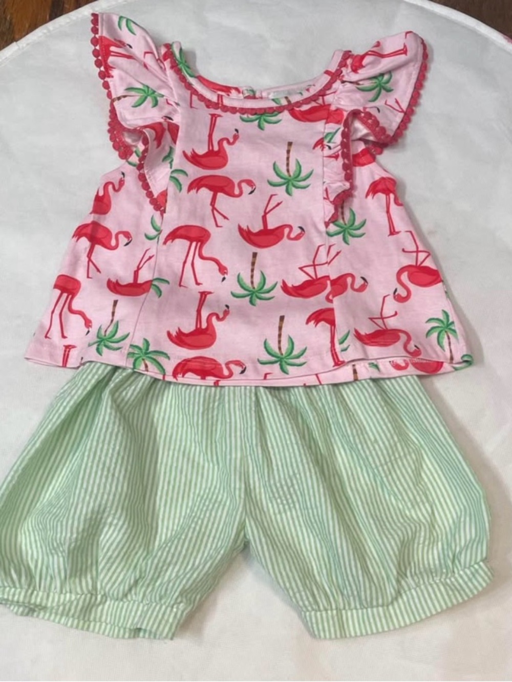 Rare Edition Pink/Lime Flamingo Bloomer Set, 3T